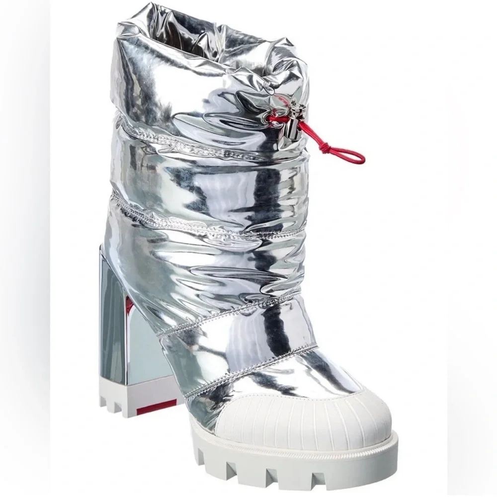 Christian Louboutin Oriona 100 Silver metallic puffer boots 36.5=6.5